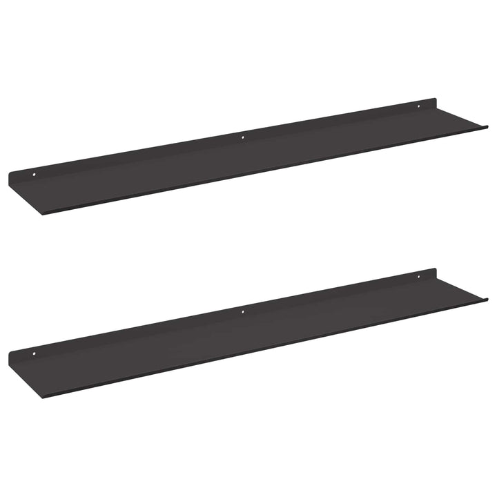 Svævende hylde Vægmonteret 2 pcs Sort 100 x 18 x 2,5 cm Stål