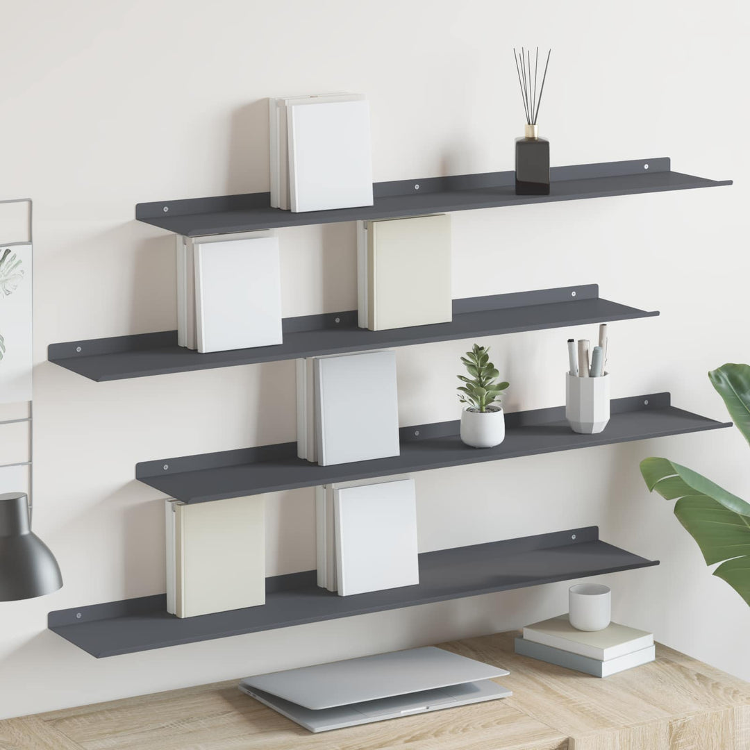 Svævende hylde 4 pcs Antracit 100 x 18 x 2,5 cm Stål