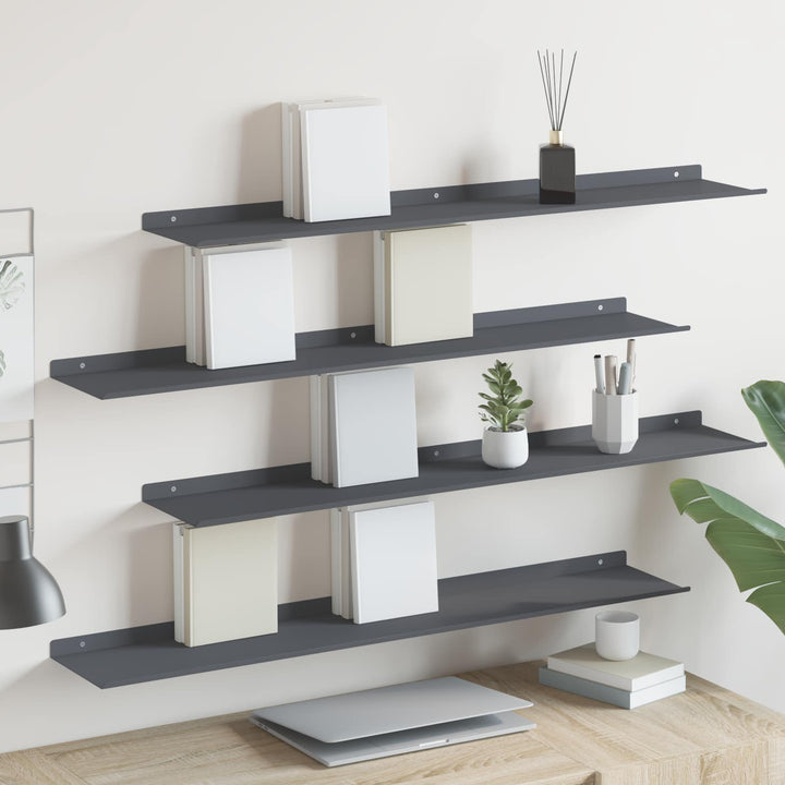 Svævende hylde 4 pcs Antracit 100 x 18 x 2,5 cm Stål