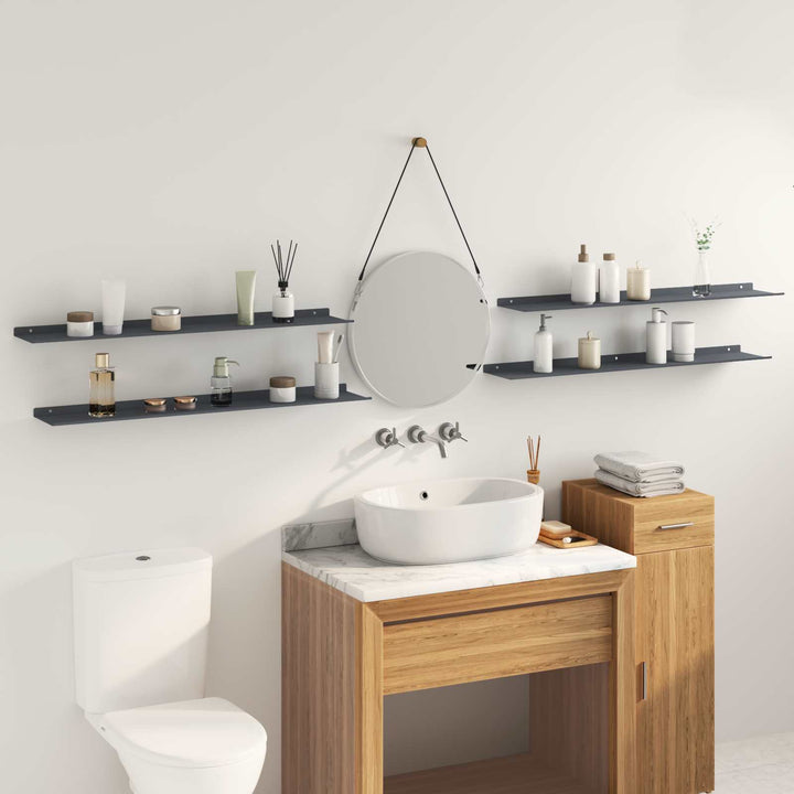 Svævende hylde 4 pcs Antracit 100 x 18 x 2,5 cm Stål
