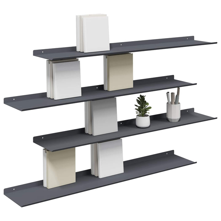 Svævende hylde 4 pcs Antracit 100 x 18 x 2,5 cm Stål