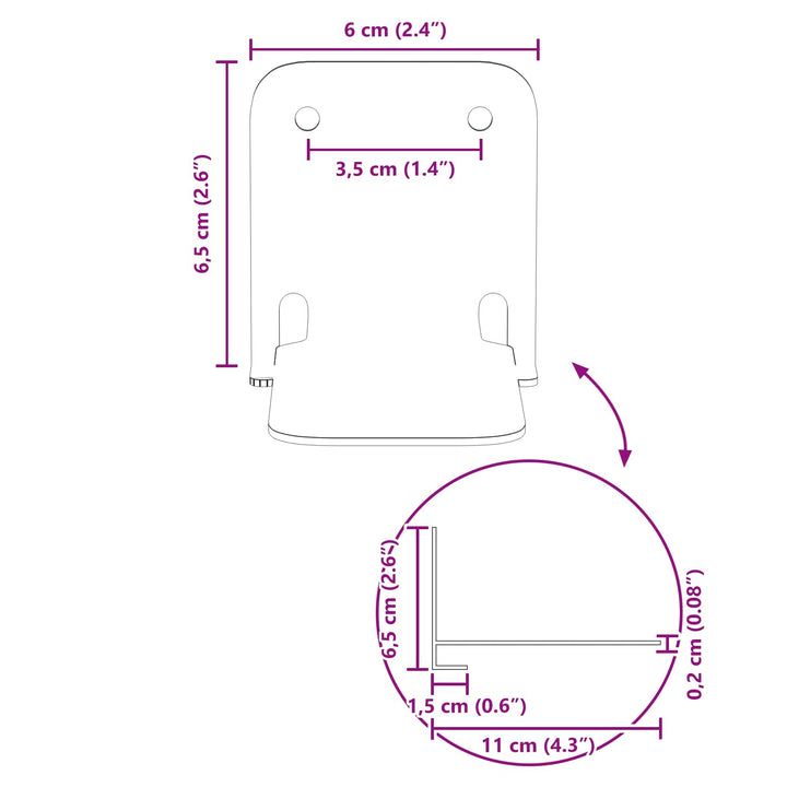 Svævende hylde med hylde 24 pcs Sort 6 x 10,8 x 6,6 cm