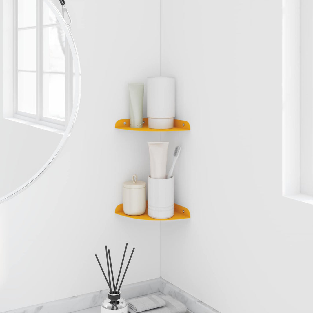 Svævende hylde med hylde 2 pcs Sennepsgul 15 x 15 x 2 cm