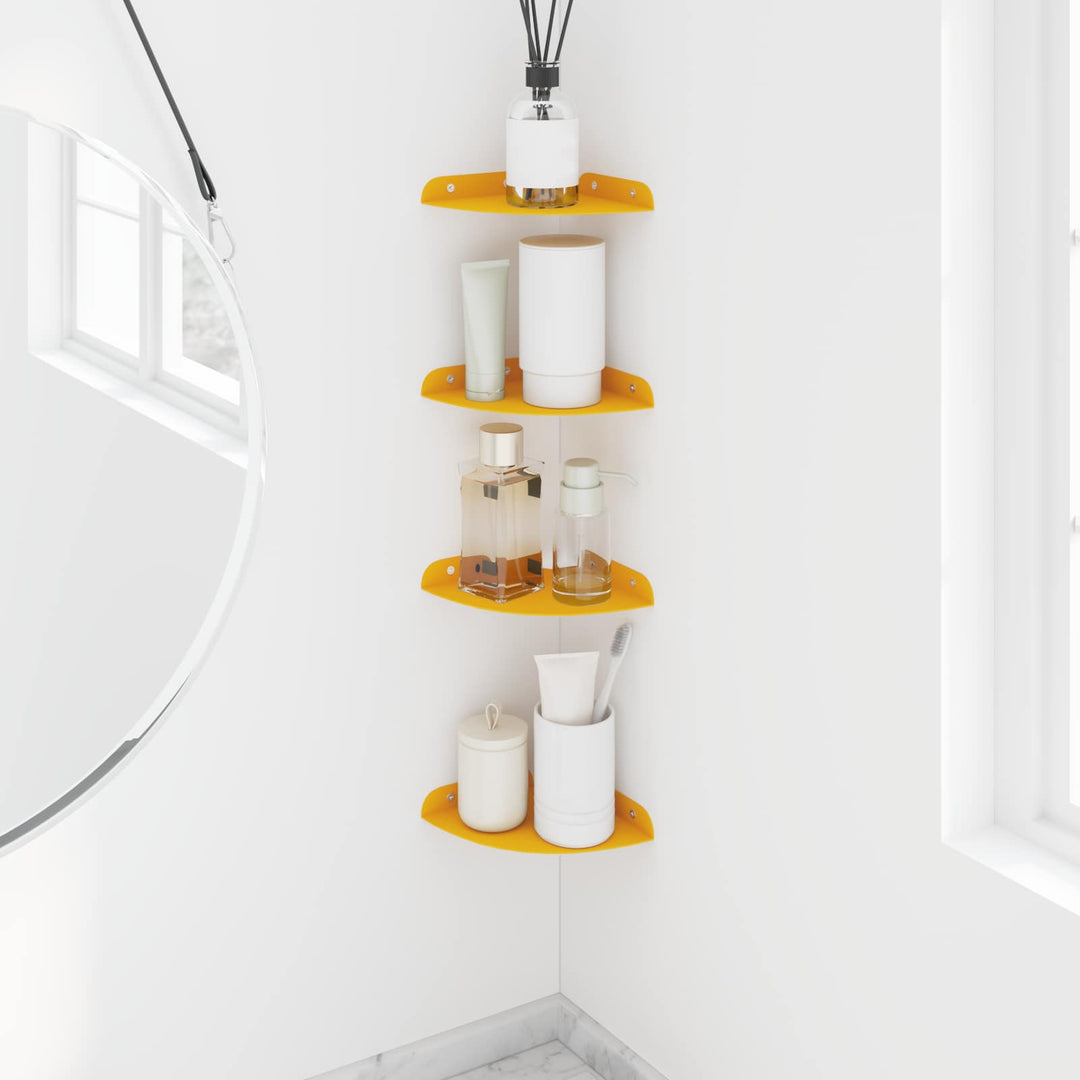 Svævende hylde med hylde 4 pcs Sennepsgul 15 x 15 x 2 cm