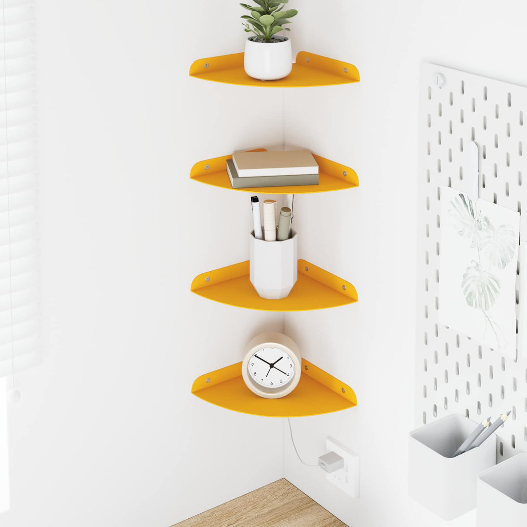 Svævende hylde med hylde 4 pcs Sennepsgul 18 x 18 x 2 cm