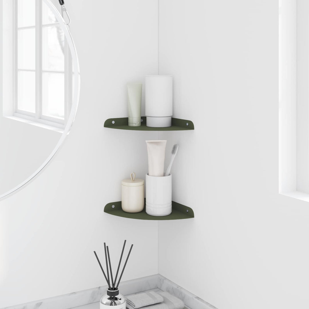 Svævende hylde med hylde 2 pcs Oliven grøn 18 x 18 x 2 cm
