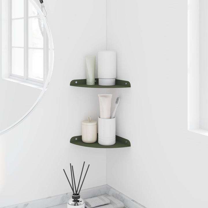 Svævende hylde med hylde 2 pcs Oliven grøn 18 x 18 x 2 cm
