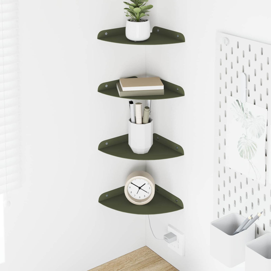Svævende hylde med hylde 4 pcs Oliven grøn 18 x 18 x 2 cm