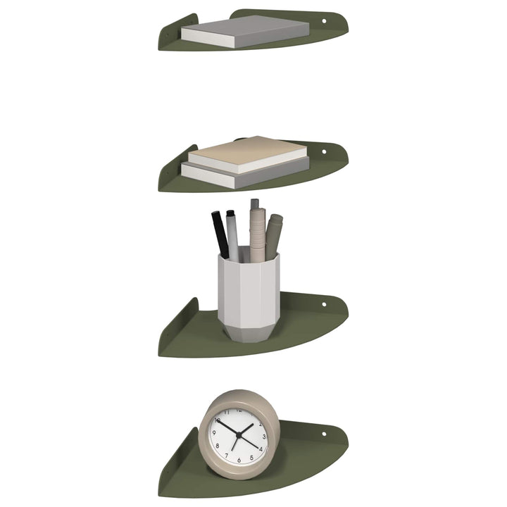 Svævende hylde med hylde 4 pcs Oliven grøn 18 x 18 x 2 cm