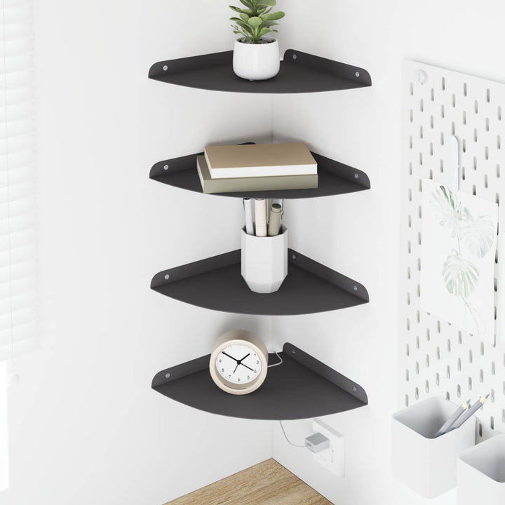 Svævende hylde med hylde 4 pcs Sort 24 x 24 x 2 cm