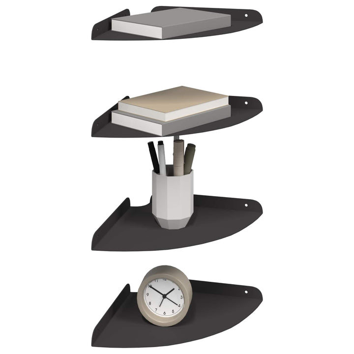 Svævende hylde med hylde 4 pcs Sort 24 x 24 x 2 cm