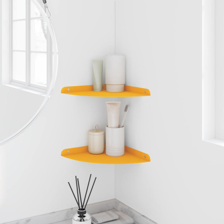 Svævende hylde med hylde 2 pcs Sennepsgul 24 x 24 x 2 cm