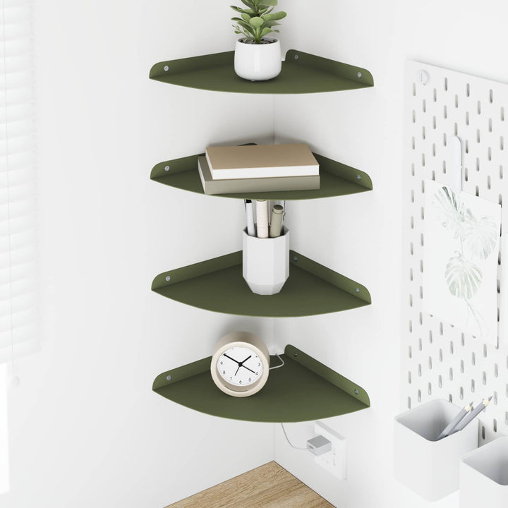 Svævende hylde med hylde 4 pcs Oliven grøn 24 x 24 x 2 cm