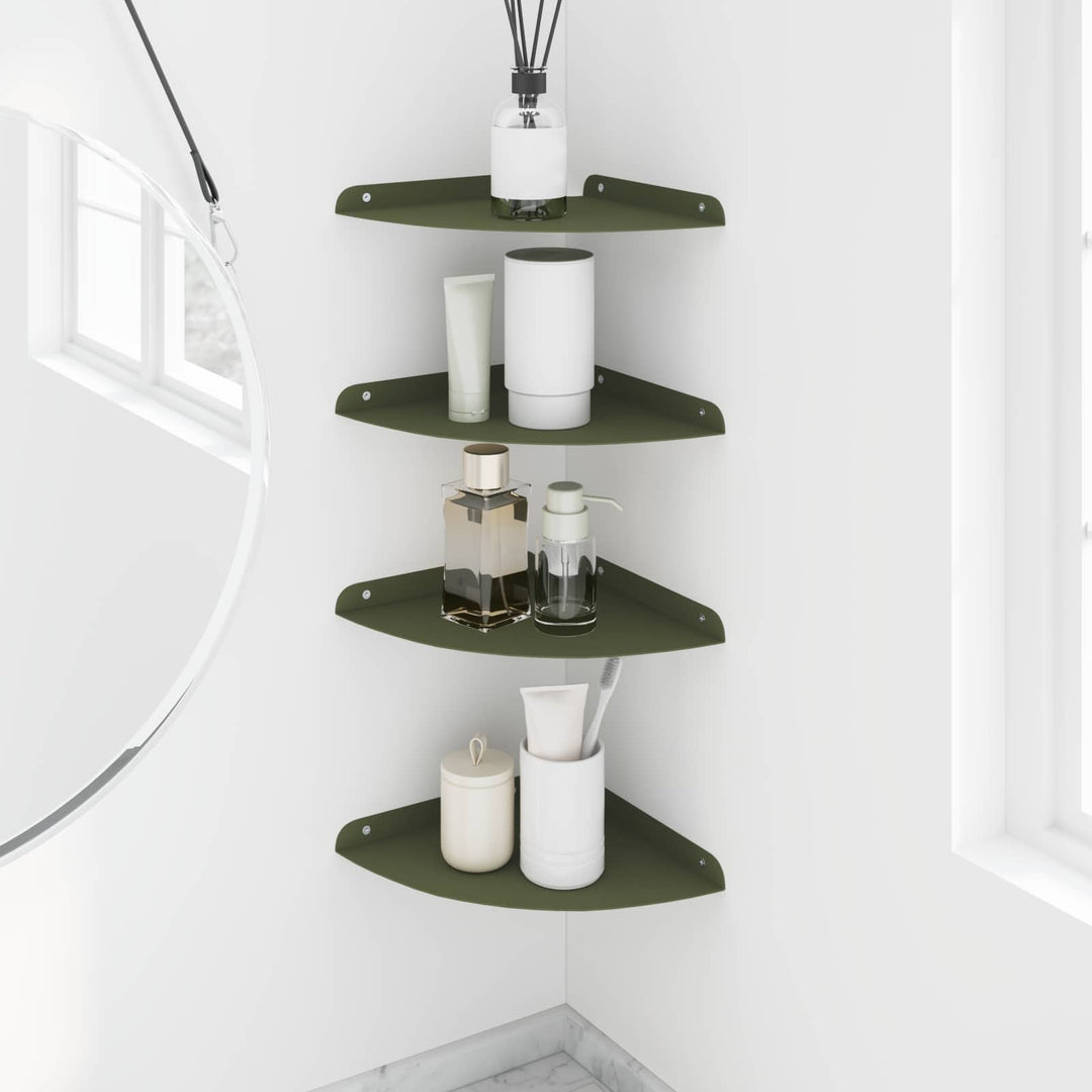 Svævende hylde med hylde 4 pcs Oliven grøn 24 x 24 x 2 cm