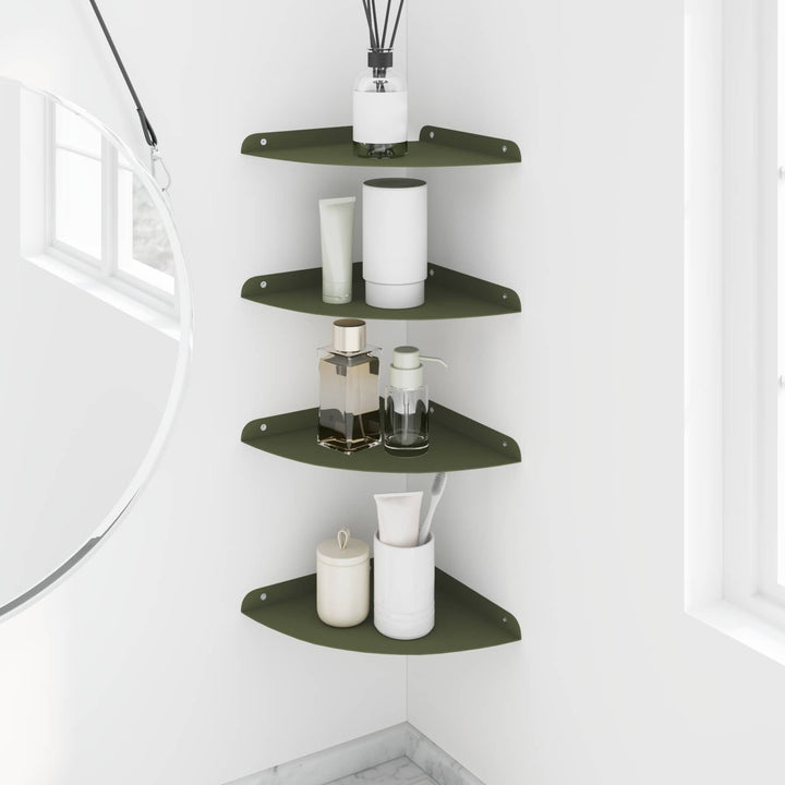 Svævende hylde med hylde 4 pcs Oliven grøn 24 x 24 x 2 cm