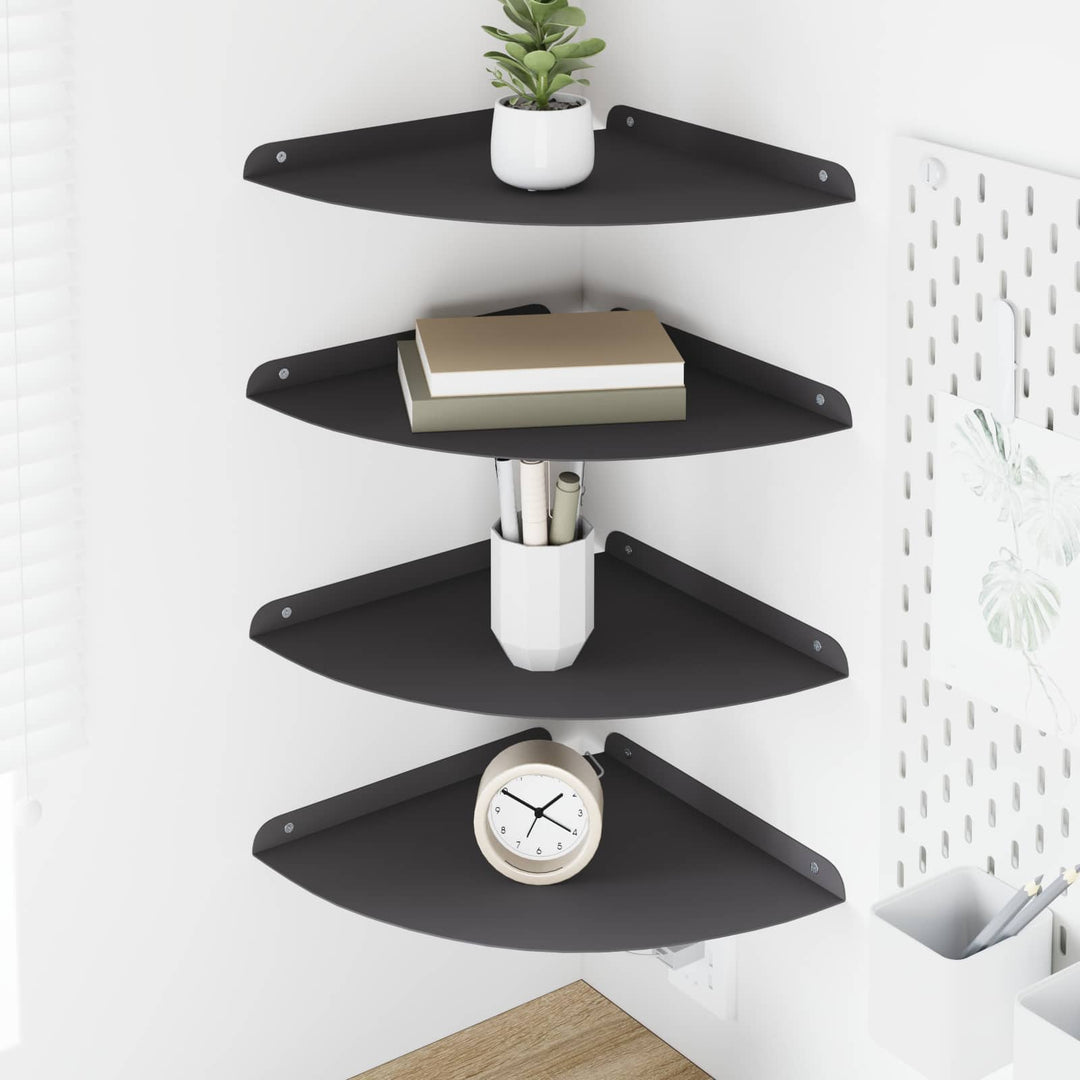 Svævende hylde med hylde 4 pcs Sort 30 x 30 x 2 cm