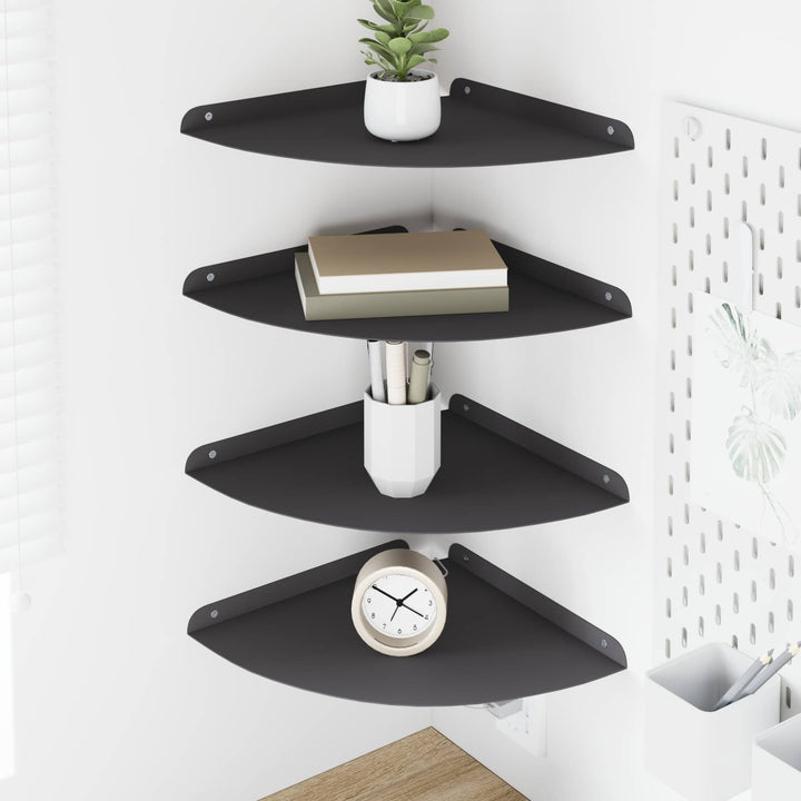Svævende hylde med hylde 4 pcs Sort 30 x 30 x 2 cm
