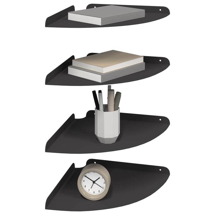 Svævende hylde med hylde 4 pcs Sort 30 x 30 x 2 cm