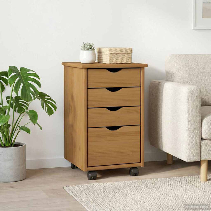 Rullende skab MOSS HonningBrun 34 x 39 x 56 cm Massivt fyrretræ