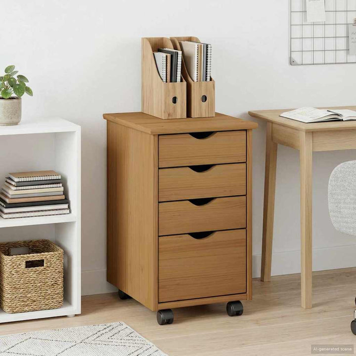 Rullende skab MOSS HonningBrun 34 x 39 x 56 cm Massivt fyrretræ