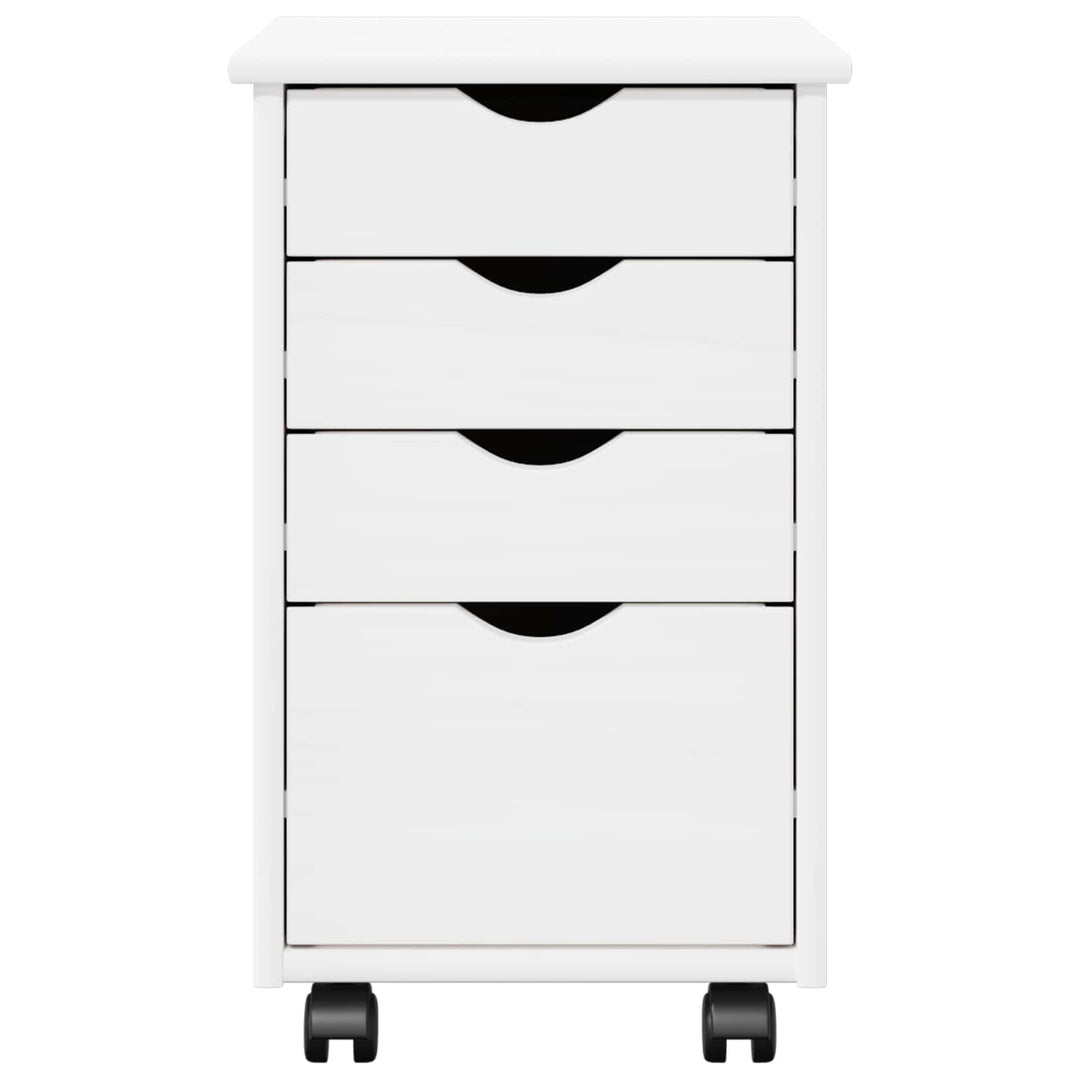 Rullende skab med hjul Hvid 34 x 39 x 56 cm Massivt fyrretræ