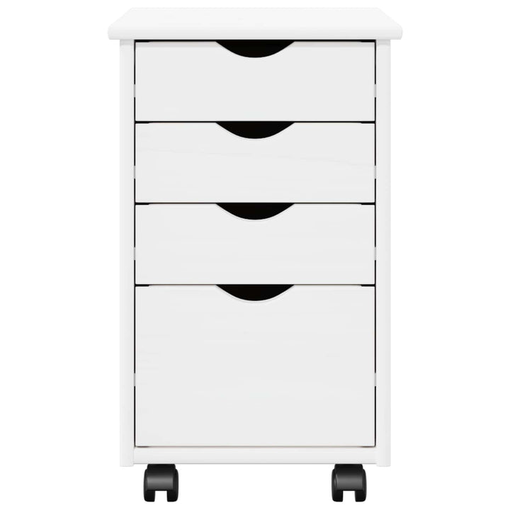 Rullende skab med hjul Hvid 34 x 39 x 56 cm Massivt fyrretræ