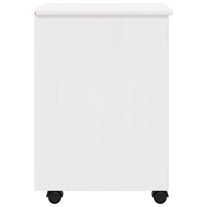 Rullende skab med hjul Hvid 34 x 39 x 56 cm Massivt fyrretræ