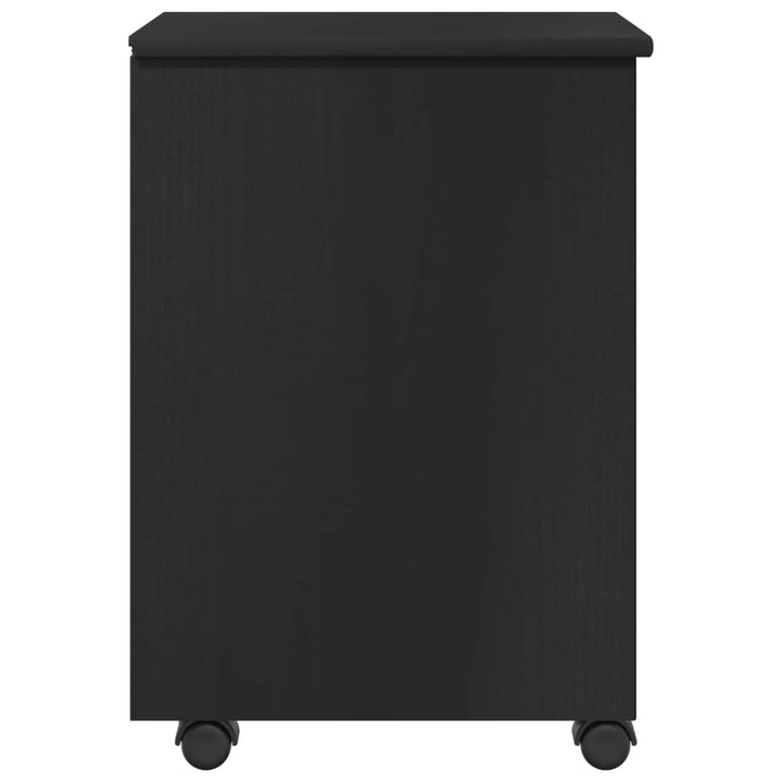 Rullende skab med hjul Sort 34 x 39 x 56 cm Massivt fyrretræ
