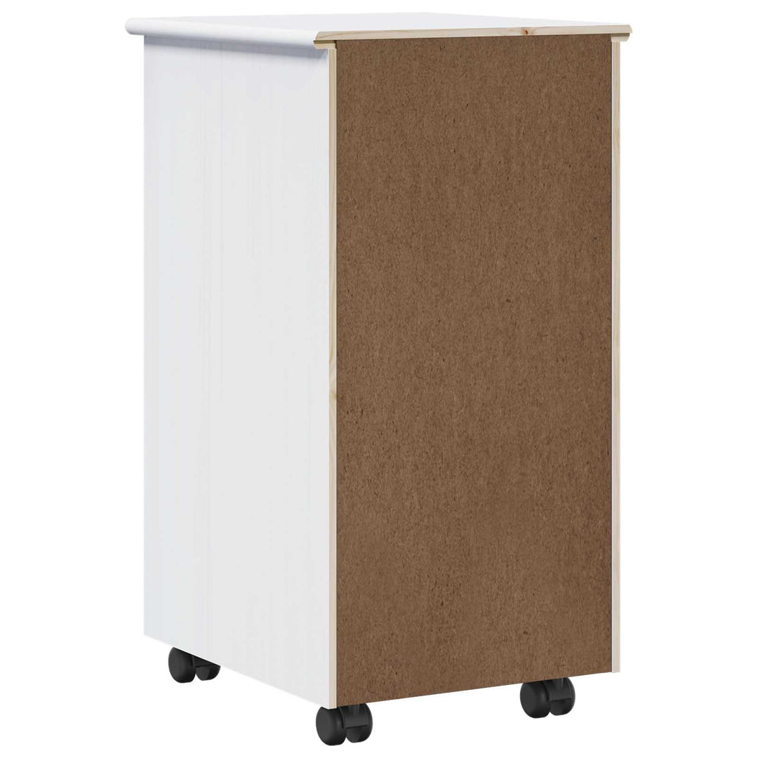 Rullende skab med hjul Hvid 34 x 39 x 65,5 cm Massivt fyrretræ