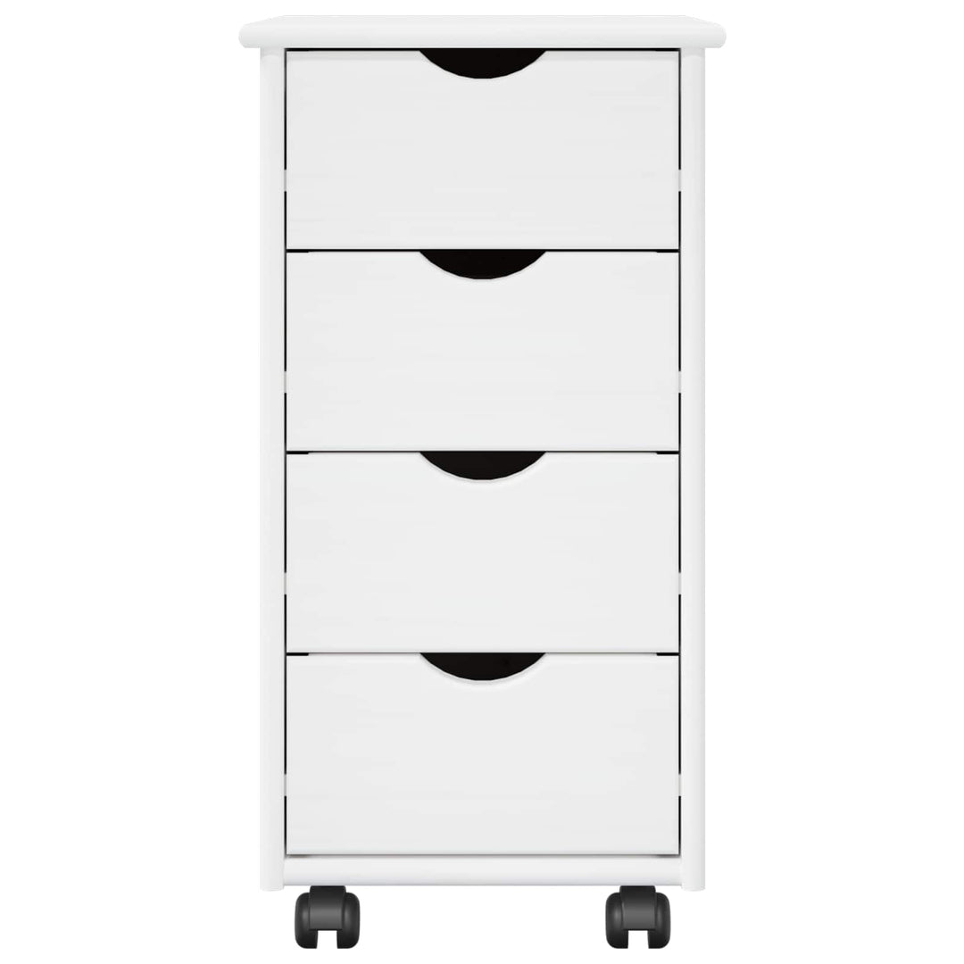 Rullende skab med hjul Hvid 34 x 39 x 65,5 cm Massivt fyrretræ
