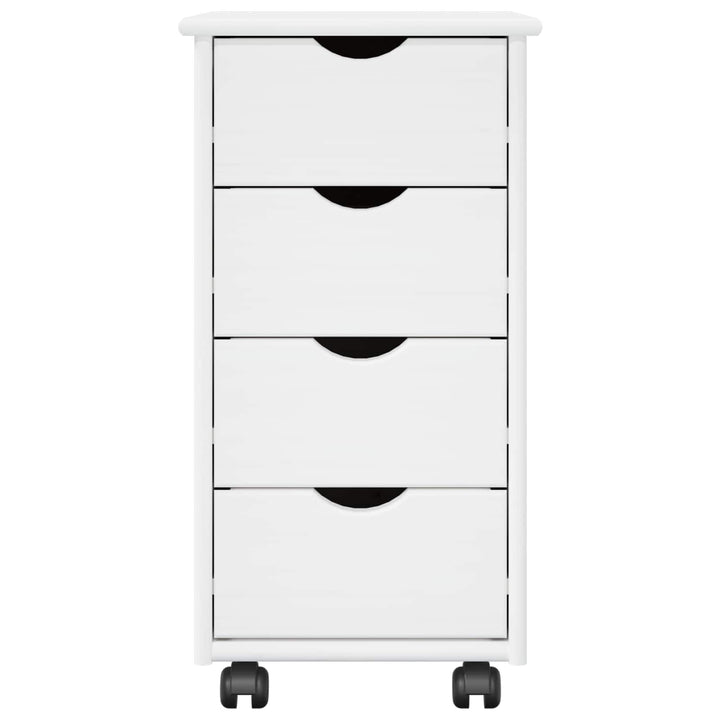 Rullende skab med hjul Hvid 34 x 39 x 65,5 cm Massivt fyrretræ