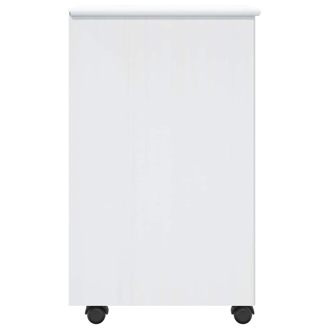Rullende skab med hjul Hvid 34 x 39 x 65,5 cm Massivt fyrretræ
