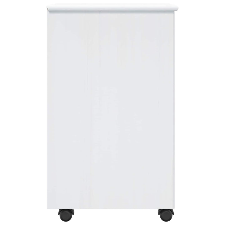 Rullende skab med hjul Hvid 34 x 39 x 65,5 cm Massivt fyrretræ