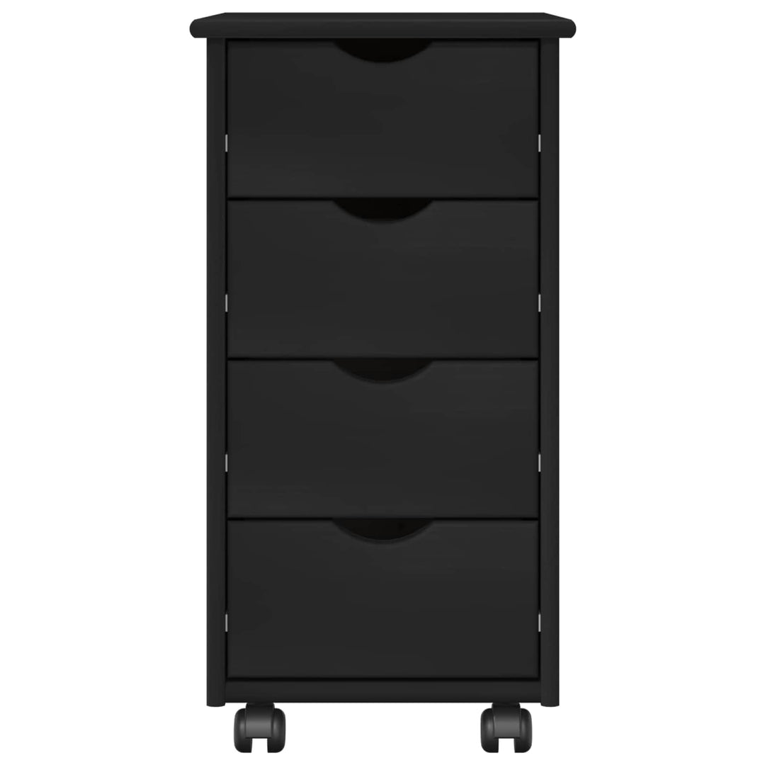 Rullende skab med hjul Sort 34 x 39 x 65,5 cm Massivt fyrretræ