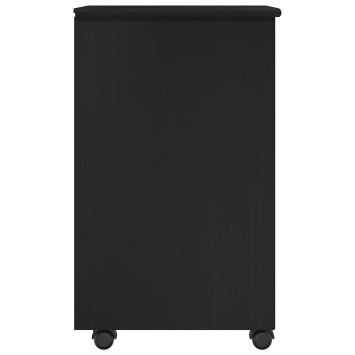 Rullende skab med hjul Sort 34 x 39 x 65,5 cm Massivt fyrretræ