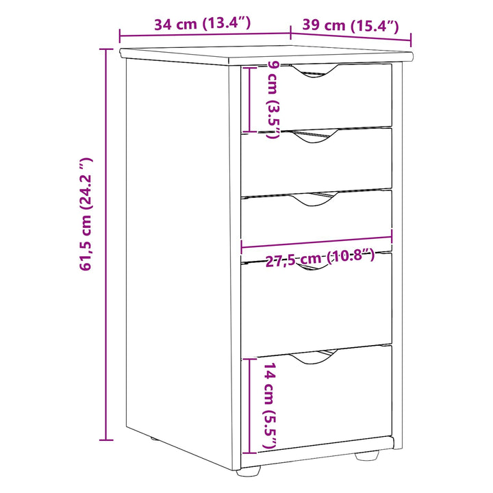 Kabinet Grå 34 x 39 x 61,5 cm Massivt fyrretræ