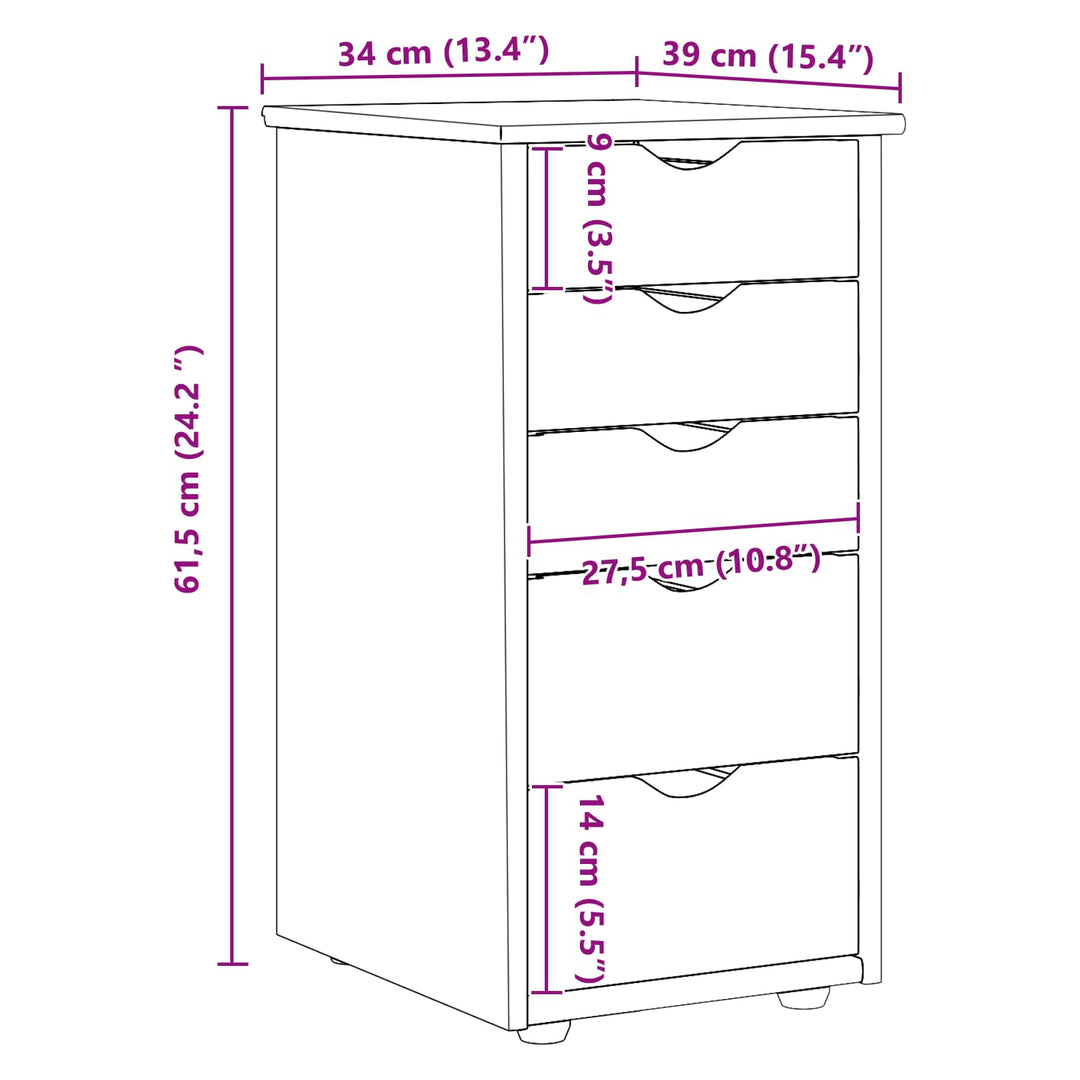 Kabinet Sort 34 x 39 x 61,5 cm Massivt fyrretræ