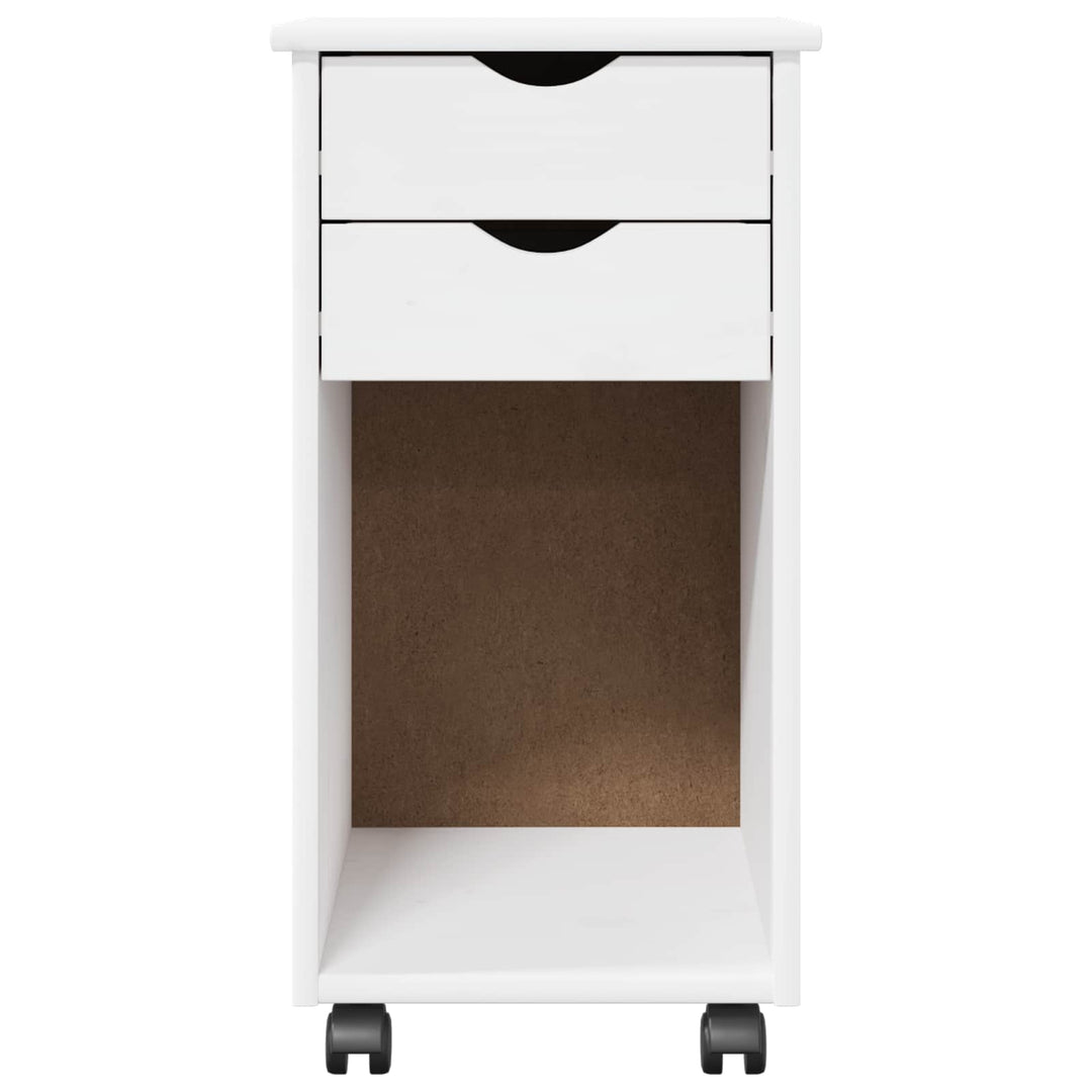 Rullende skab Hvid 34 x 39 x 65,5 cm Massivt fyrretræ