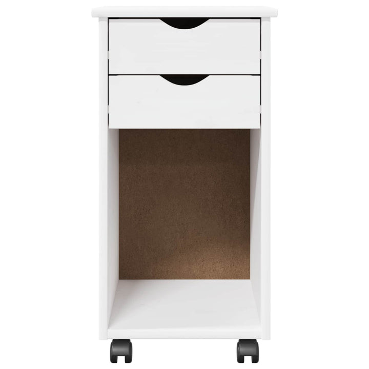 Rullende skab Hvid 34 x 39 x 65,5 cm Massivt fyrretræ