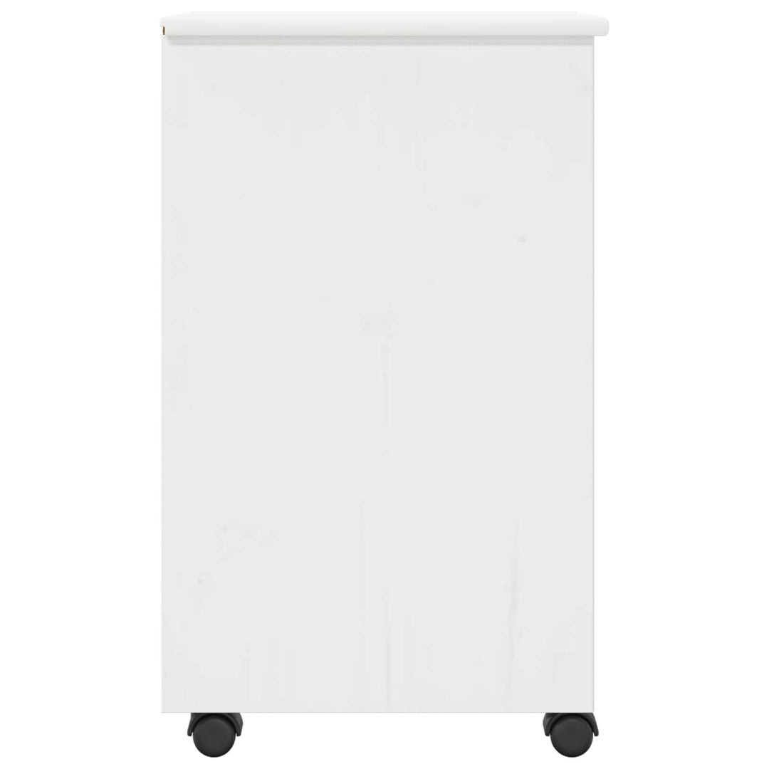 Rullende skab Hvid 34 x 39 x 65,5 cm Massivt fyrretræ