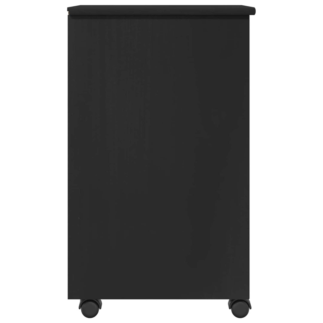 Rullende skab Sort 34 x 39 x 65,5 cm Massivt fyrretræ