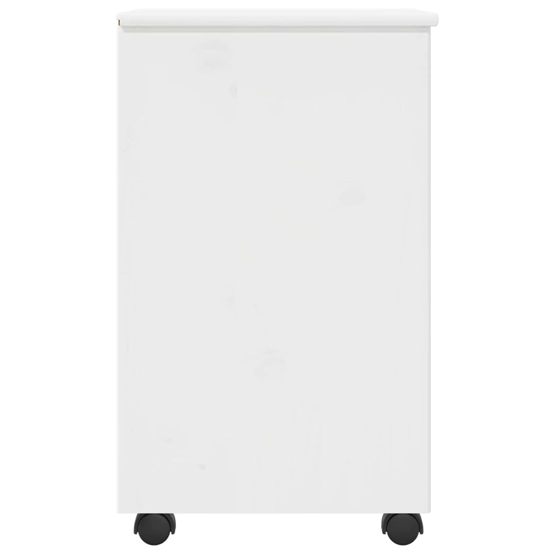 Rullende skab med hjul Hvid 34 x 39 x 65,5 cm Massivt fyrretræ