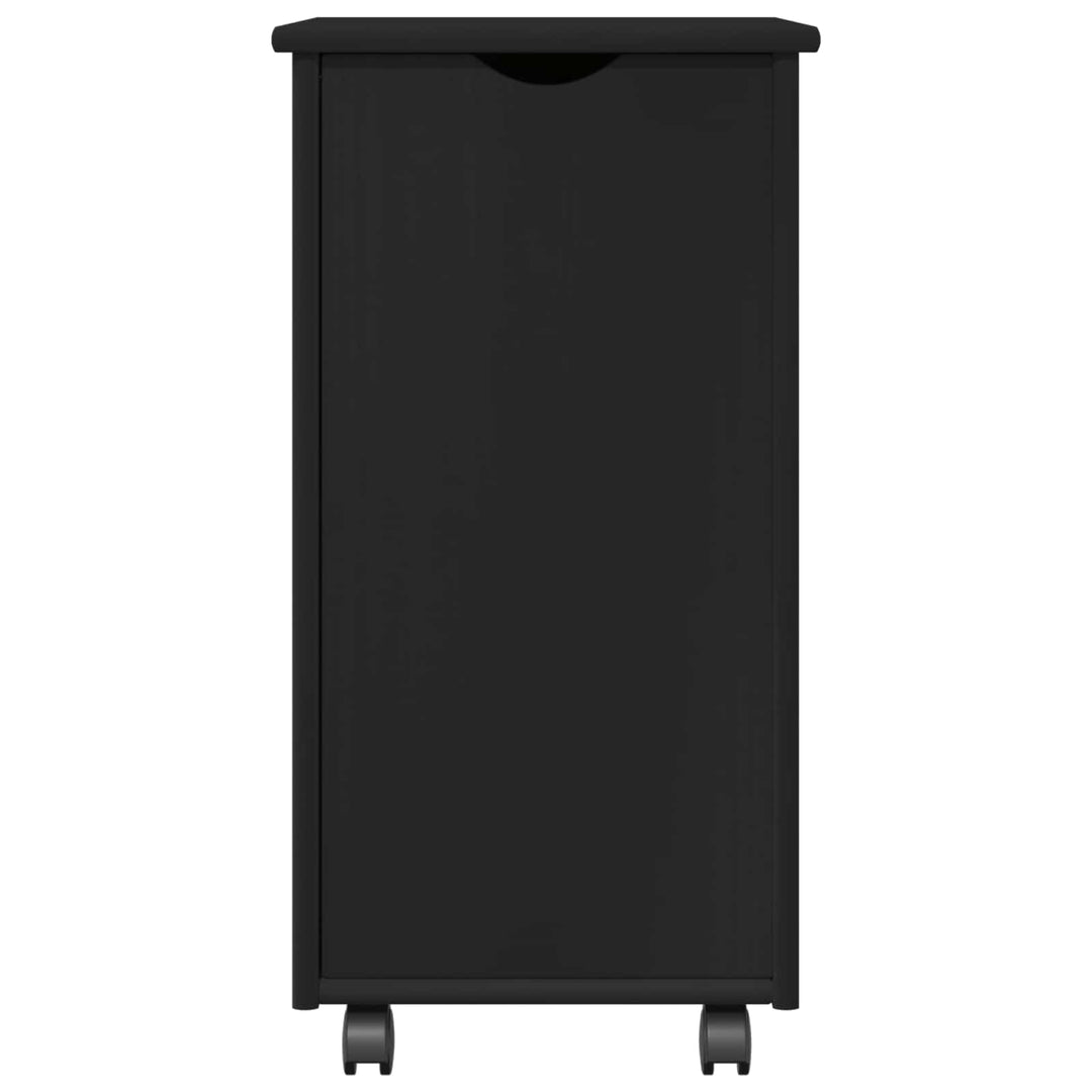 Rullende skab med hjul Sort 34 x 39 x 65,5 cm Massivt fyrretræ