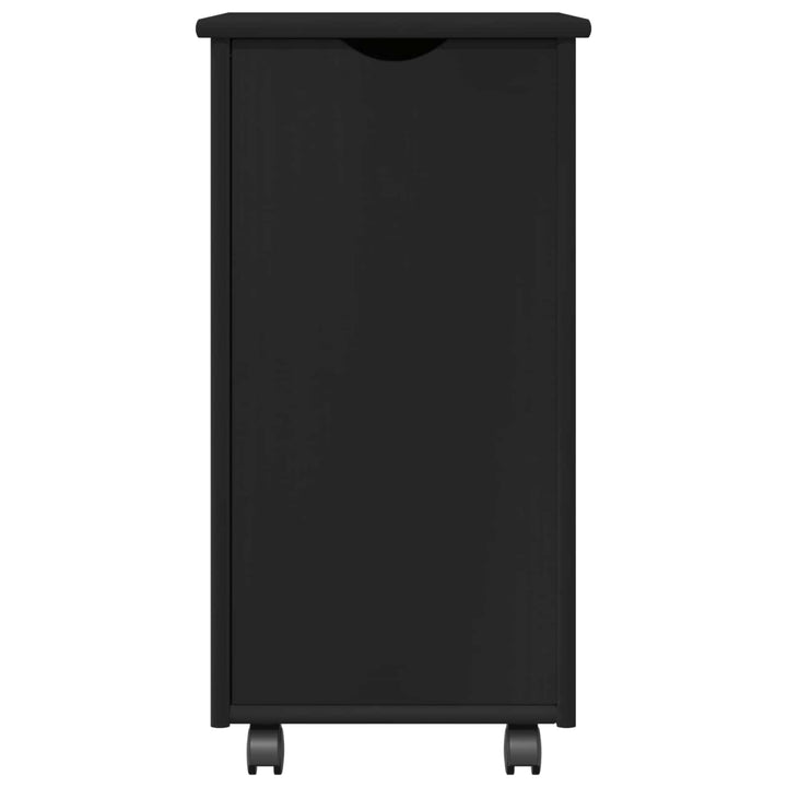 Rullende skab med hjul Sort 34 x 39 x 65,5 cm Massivt fyrretræ