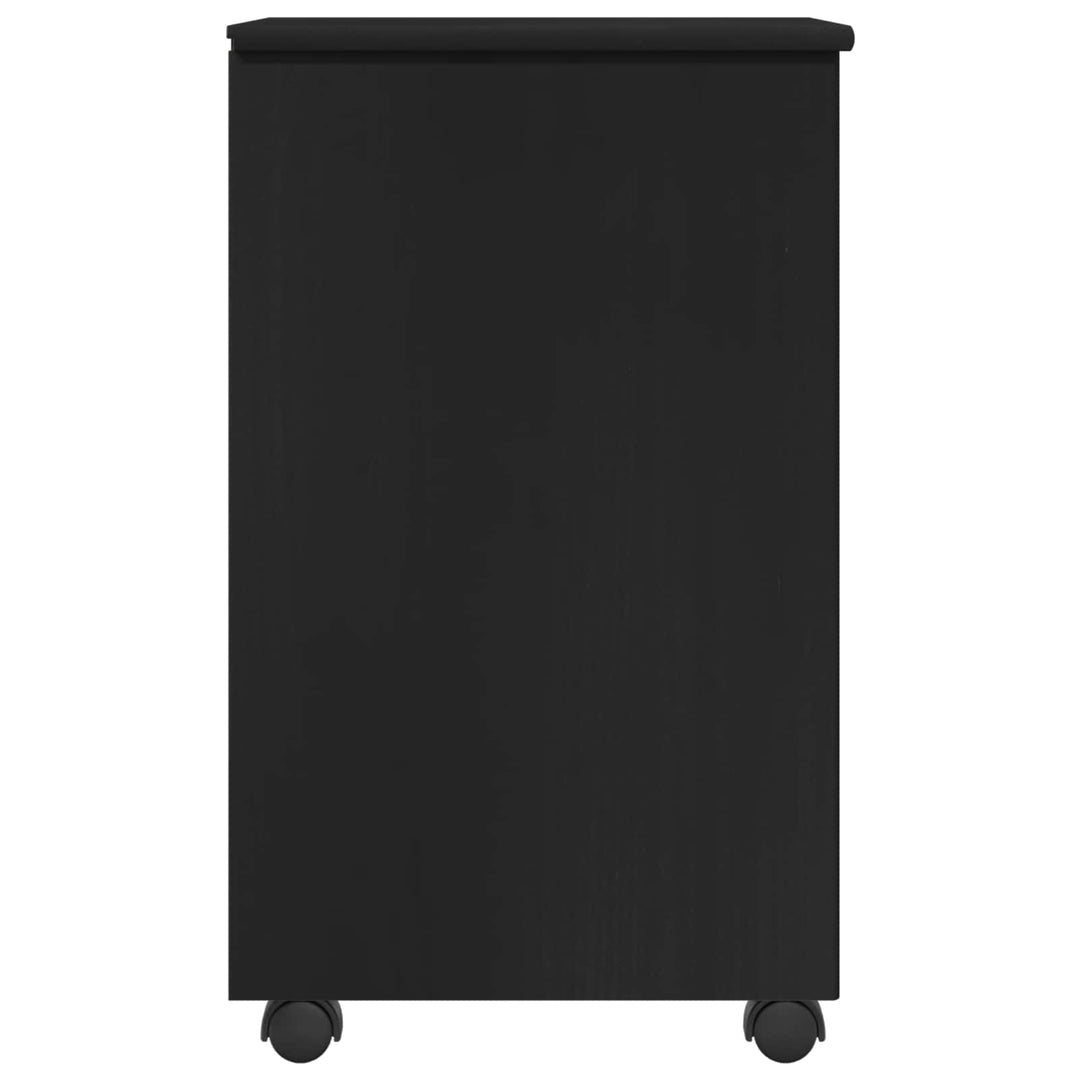 Rullende skab med hjul Sort 34 x 39 x 65,5 cm Massivt fyrretræ