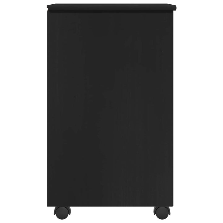 Rullende skab med hjul Sort 34 x 39 x 65,5 cm Massivt fyrretræ