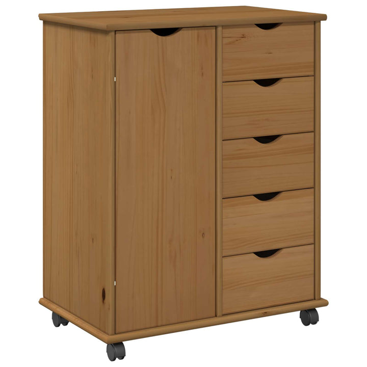 Rullende skab Honningbrun 63,5 x 39 x 79 cm Massivt fyrretræ