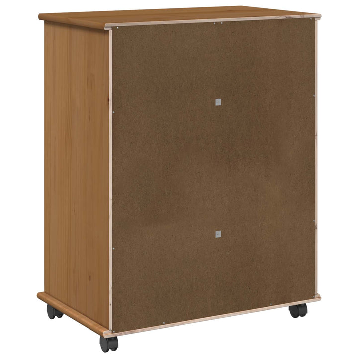 Rullende skab Honningbrun 63,5 x 39 x 79 cm Massivt fyrretræ