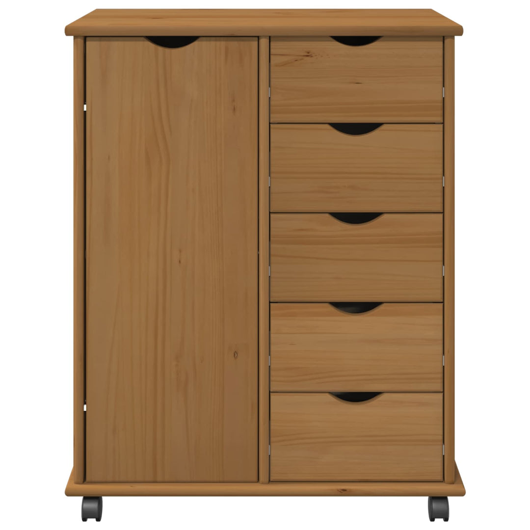 Rullende skab Honningbrun 63,5 x 39 x 79 cm Massivt fyrretræ