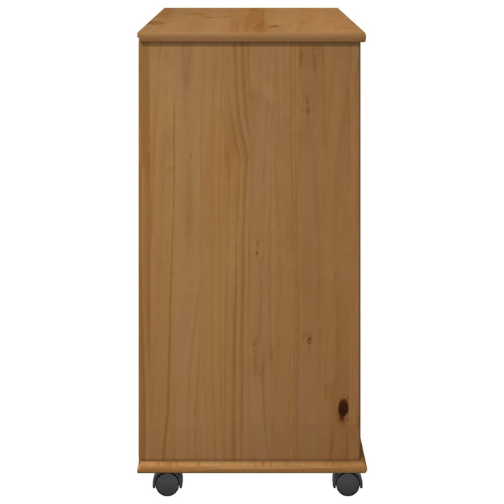Rullende skab Honningbrun 63,5 x 39 x 79 cm Massivt fyrretræ